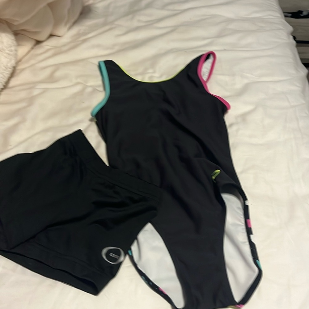 Adult xs gymnastics leotard and shorts bundle!